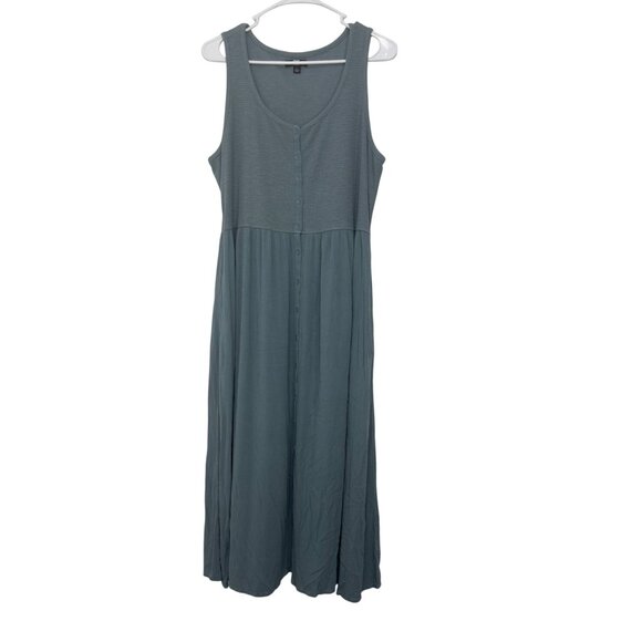 Frye Womens Sleeveless Button Front Midi Dress Size L Sage Green Polyester Rayon - Picture 1 of 11